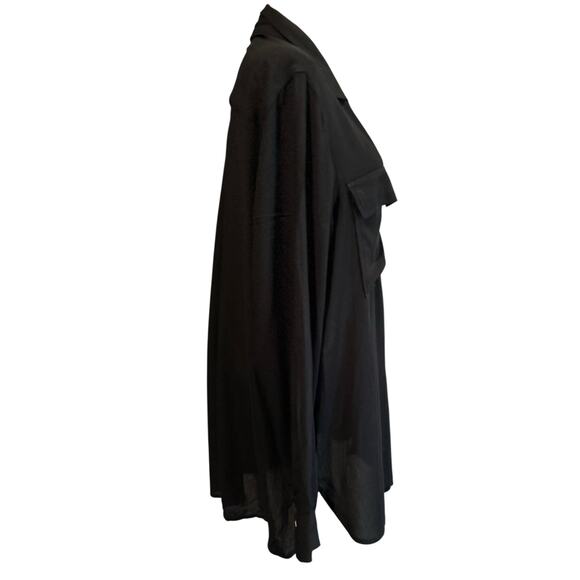 GAP Shirt Boyfriend Fit Long Sleeve XL Viscose True Black Semi Sheer Button Up - Picture 9 of 9